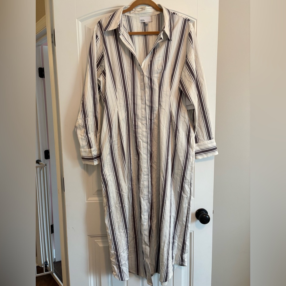 NWT Nordstrom Rack Striped, Button Down, Collared, Shirt Dress - Large